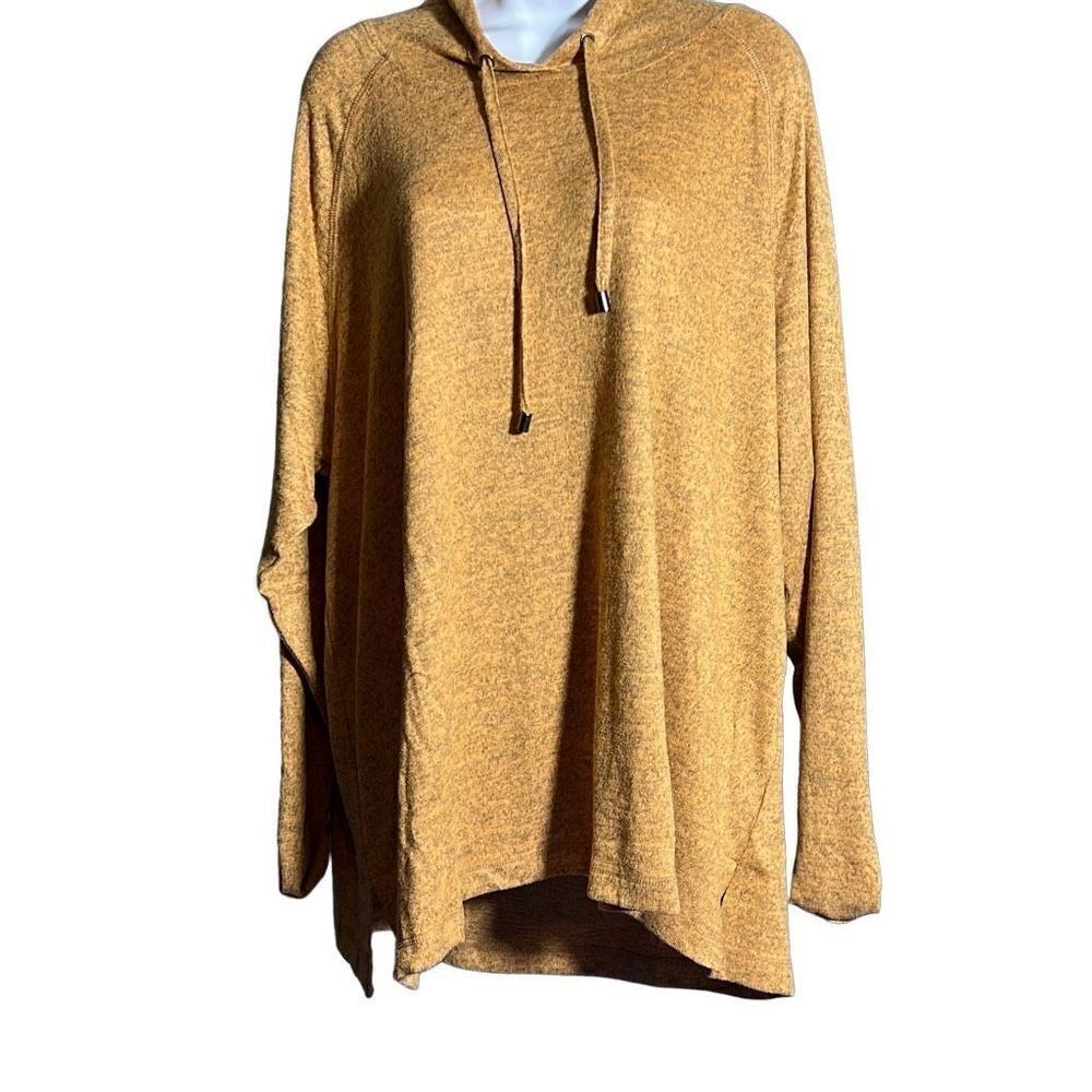 Cable & Gauge Women's Soft Hoodie Long Sleeve Mustard Yellow Heather Size 3X NWT